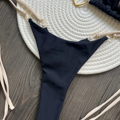Bikini Blanco de Cintura Baja con Lazos de Mujer