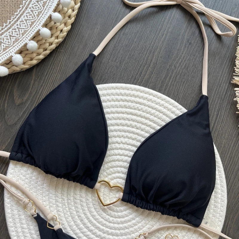 Bikini Blanco de Cintura Baja con Lazos de Mujer