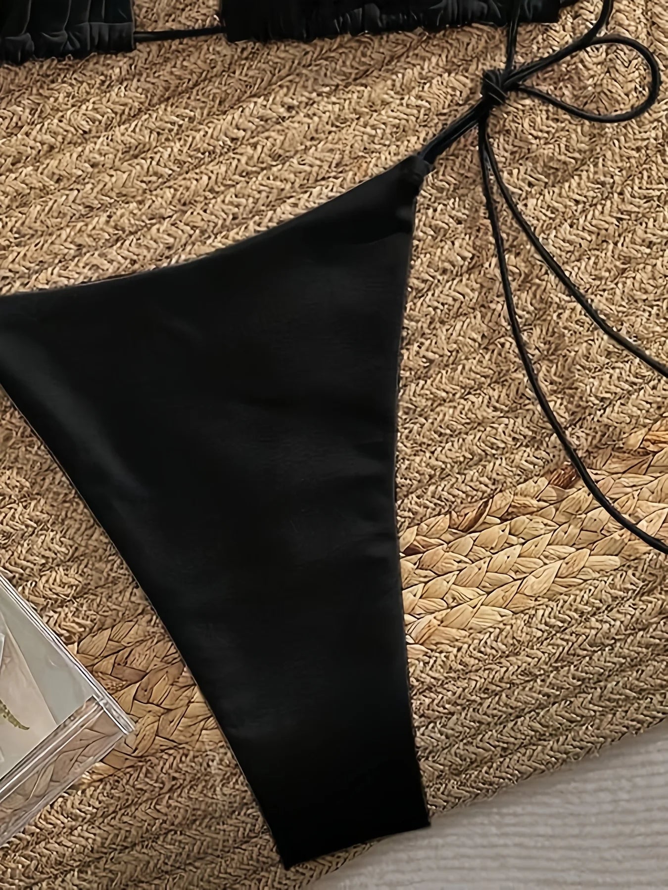 Triangle Halter Bikini Set With Tie Side Thong Bottoms