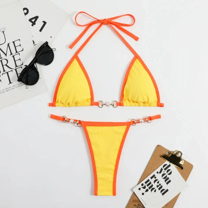 Women’s Triangle Bikini Set With Low Waist Bottoms