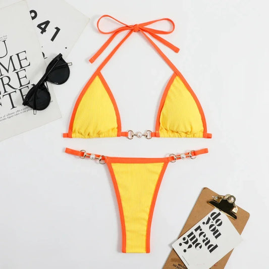 Women’s Triangle Bikini Set With Low Waist Bottoms