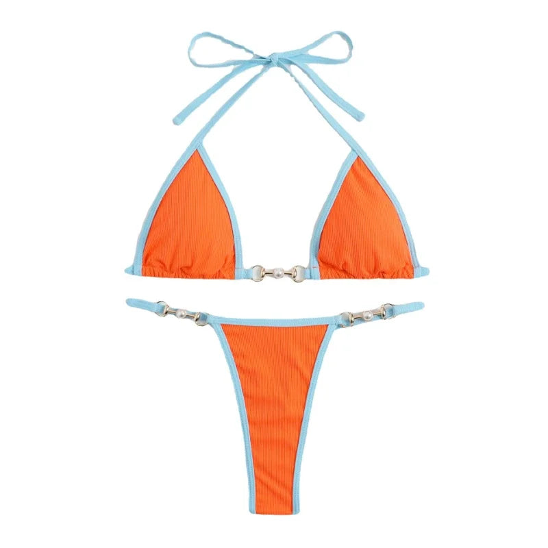Women’s Triangle Bikini Set With Low Waist Bottoms