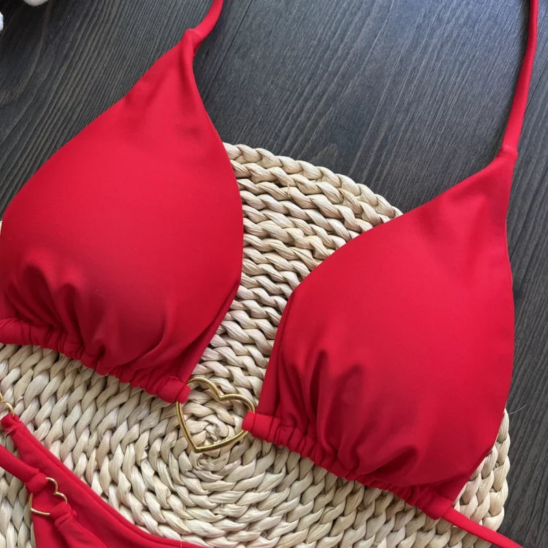 Bikini Blanco de Cintura Baja con Lazos de Mujer