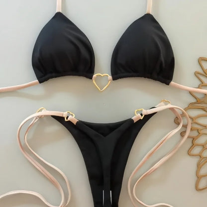Bikini Blanco de Cintura Baja con Lazos de Mujer