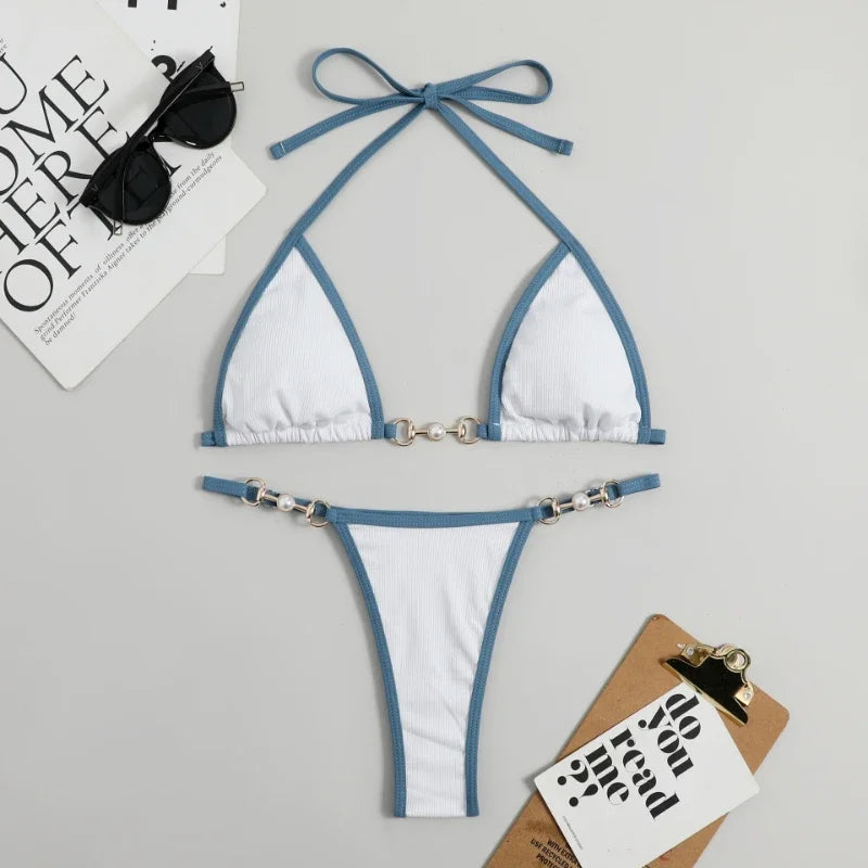 Women’s Triangle Bikini Set With Low Waist Bottoms